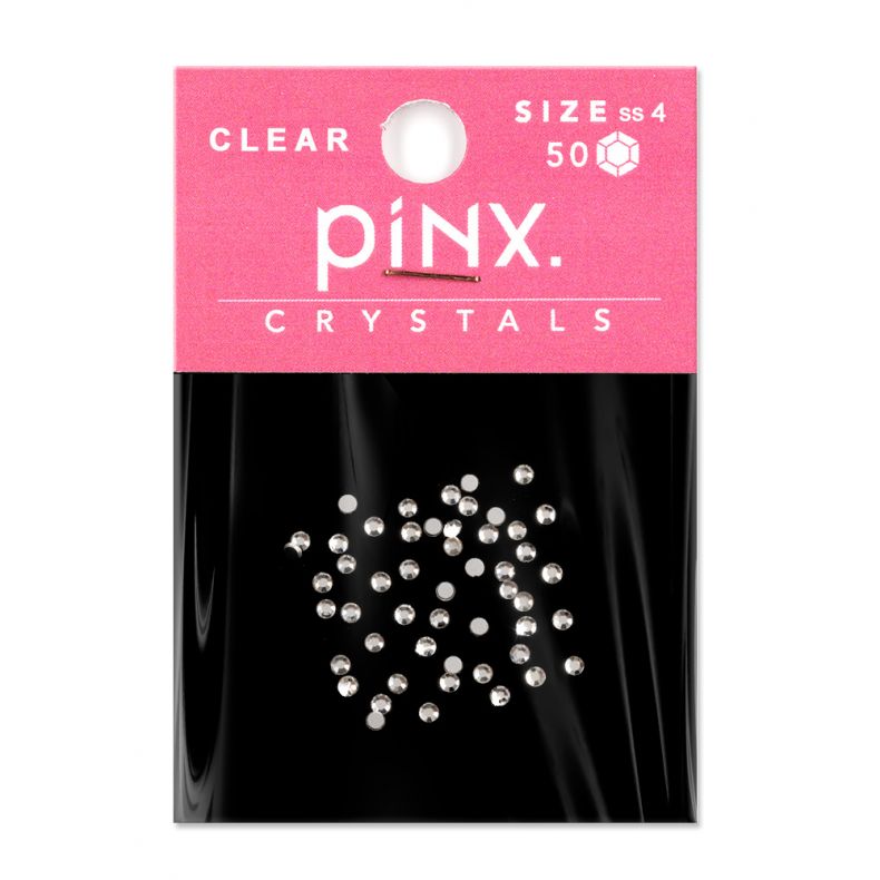 Verpackung mit klaren Kristallen in Größe ss 4, 50 Stück von piNX