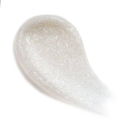 ice_queen_1 Tropfen einer glitzernden Hautpflege-Creme auf weißem Hintergrund