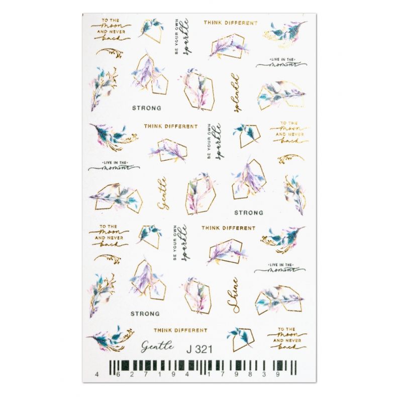 Transparente Folie mit bunten Sprüchen und geometrischen Formen zur kreativen Gestaltung