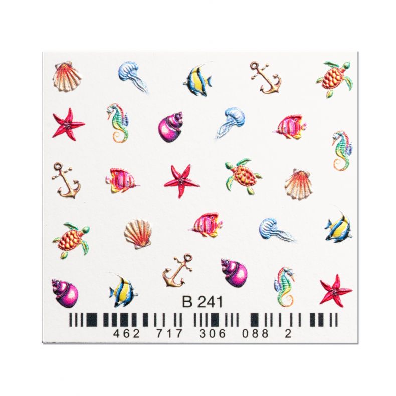 Maritime Aufkleber mit verschiedenen Fischen, Seesternen, Muscheln und Ankern