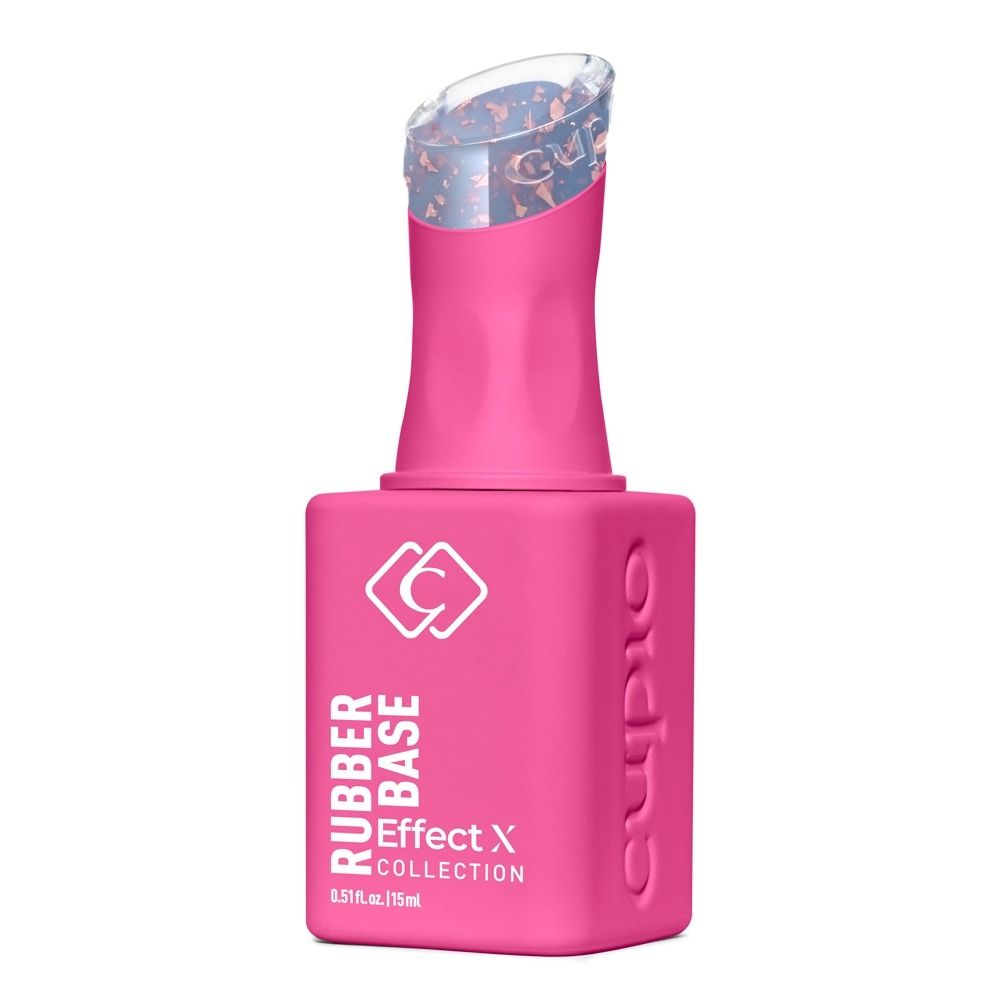 Cupio Rubber Base Effect X Collection, pinke Rubber Base für Nägel in 15 ml Flasche mit transparentem Applikator-Deckel