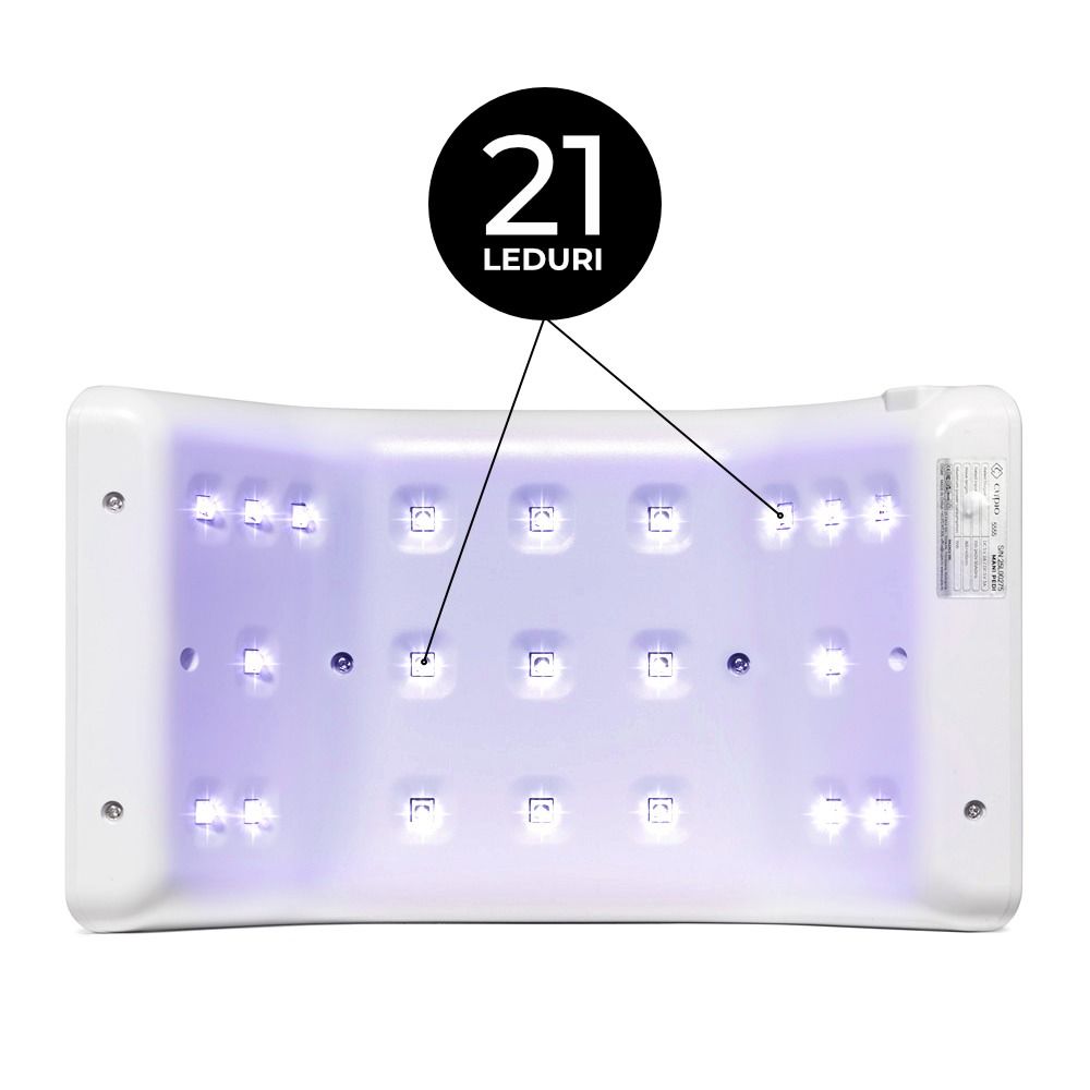Weißes UV-LED-Lichthärtungsgerät mit 21 leuchtenden LEDs zur schnellen Aushärtung von UV-Gel und Nagellack