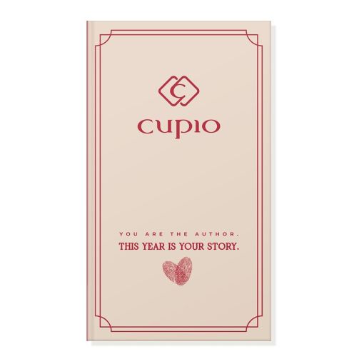 Cupio Notizbuch mit rotem Rahmen und inspirierendem Zitat au