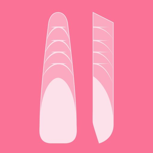 d0456_c Illustration von verschiedenen Nagelformen auf rosa Hintergrund