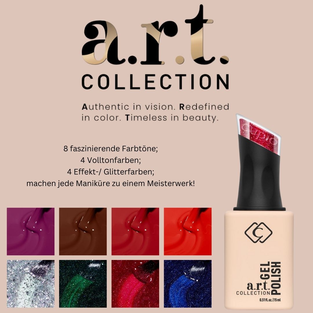 Kein-Titel-Instagram-Post-1 Flasche des a.r.t. Gelpolish mit 8 Farbvarianten, einschließlich Vollton- und Effektfarben.