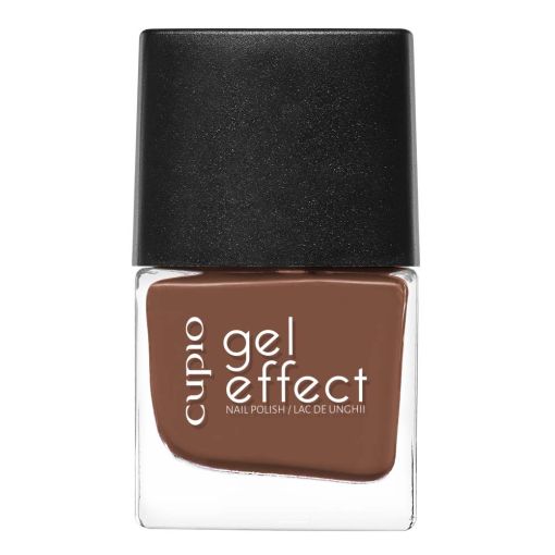 Glasflasche mit braunem Gel Effect Nagellack von Cupio, schwarzer Verschluss, 15ml