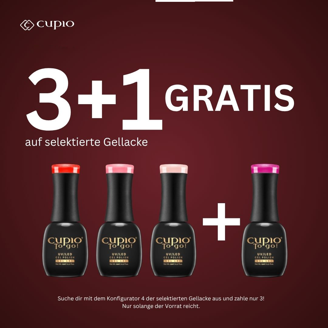 Cupio 3+1 Gratis Angebot: vier ausgewählte UV/LED Gellacke, zahle 3 erhalte 4 – Aktion für Cupio Gellacke im Onlineshop