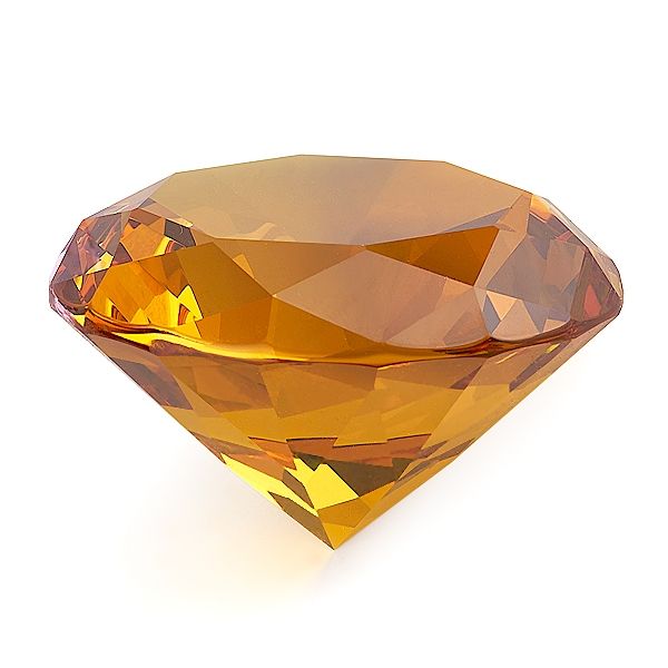 Schöner, goldorangener Diamant aus Kristall für kreative Dekoration