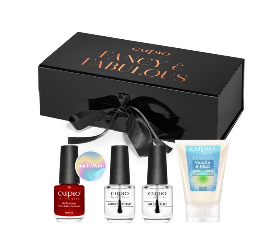 Set mit Cupio Nagellacken und handcreme in einer eleganten Geschenkbox