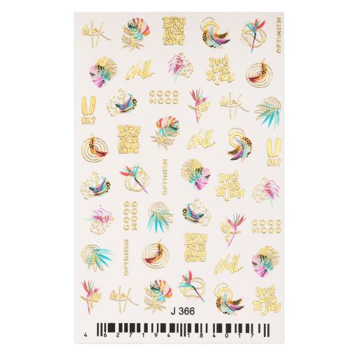 Tropische Aufkleberbogen mit verschiedenen Designs und Texten