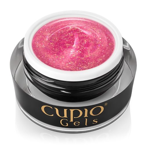 Builder Gel Cupio Glitz & Glam - Rosy 15g Cupio Gels pinkes Farbgel mit Glitzer in einem Tiegel für Nagelkunst