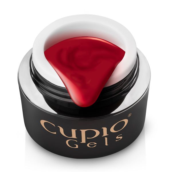 gel_color_one_layer_endless_love Roter Gel-Lack von Cupio Gels in einem offenen Glasbehälter