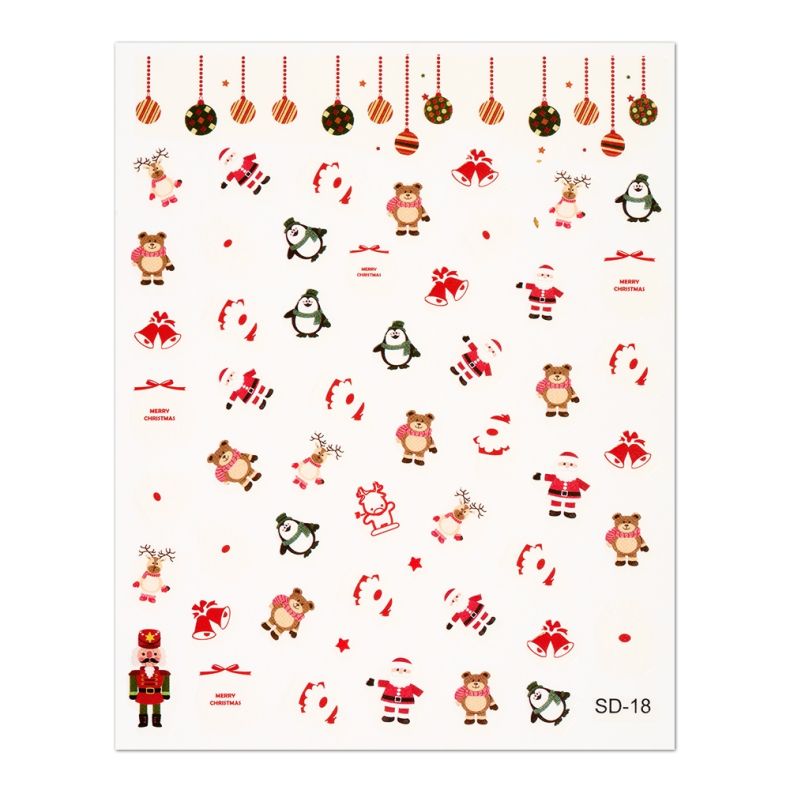 Festliche Aufkleber mit Tieren, Santa, und Weihnachtsdekorationen