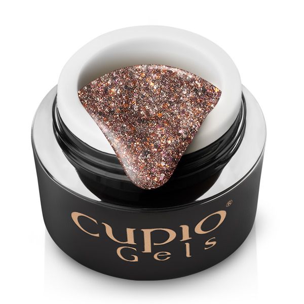 glitter_gel_superstar_golden_sand_1 Braunes Glitzer Gel von Cupio Gels in einem Nageldesign-Behälter