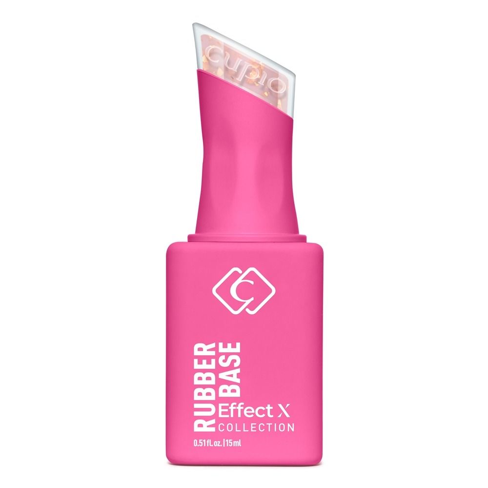 Pinke Cupio-Flasche Rubber Base Effect X Perfect Flakes You're Special 15 ml, flexible UV-Rubber-Base mit schimmernden Flakes zur Stärkung des Naturnagels