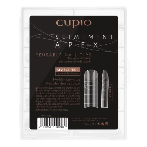 slim_mini_apex_c8133 Wiederverwendbare Nageltips von Cupio in Slim Mini Apex, 120 Stück, 12 Größen