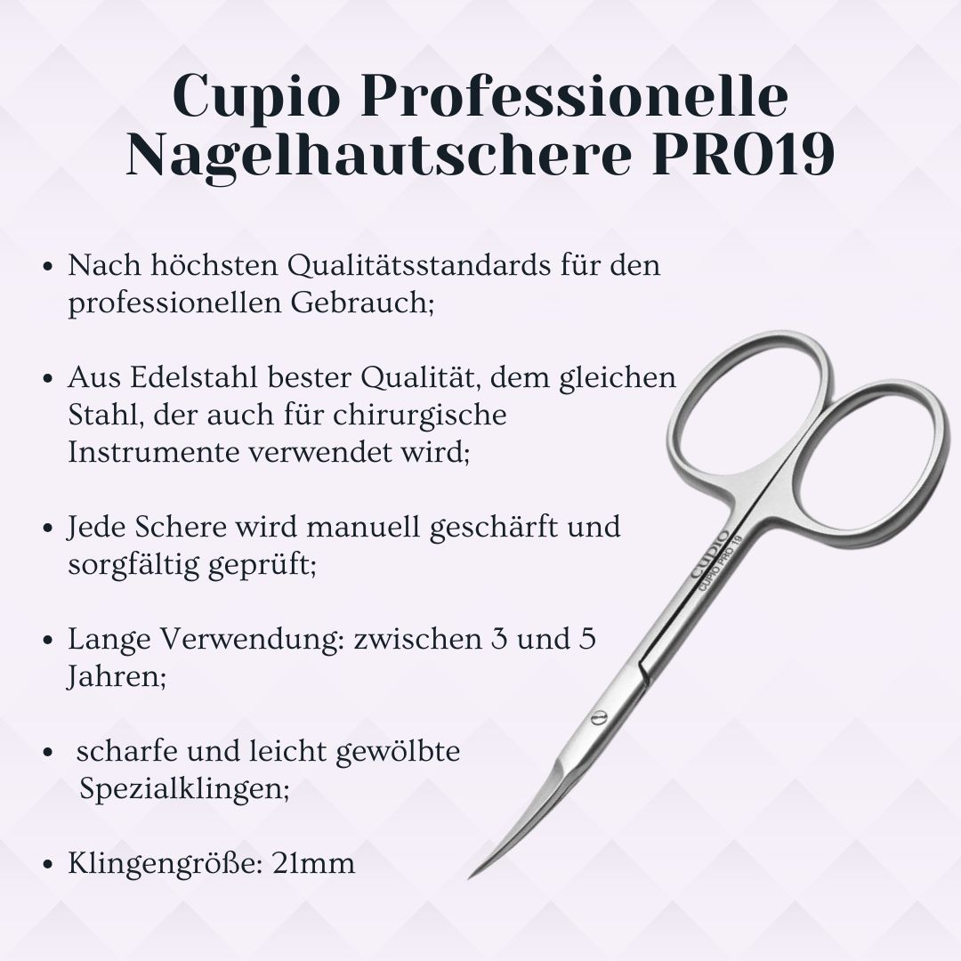 Cupio-Professionelle-Nagelhautschere-PRO19 Professionelle Nagelhautschere PR019 von Cupio, 21mm Klingengröße, scharf und langlebig.