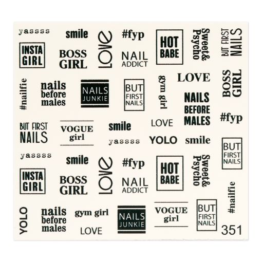 c8255 Nagelsticker mit verschiedenen Motivationen und Slogans für kreatives Nail Art
