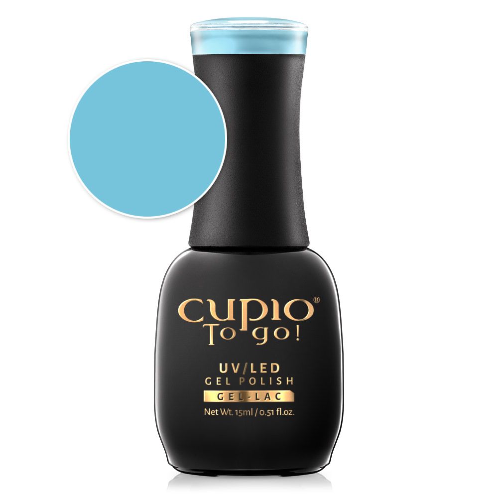 Flasche mit cupio To go! UV/LED Gel Polish in der Farbe Himmelblau, 15 ml