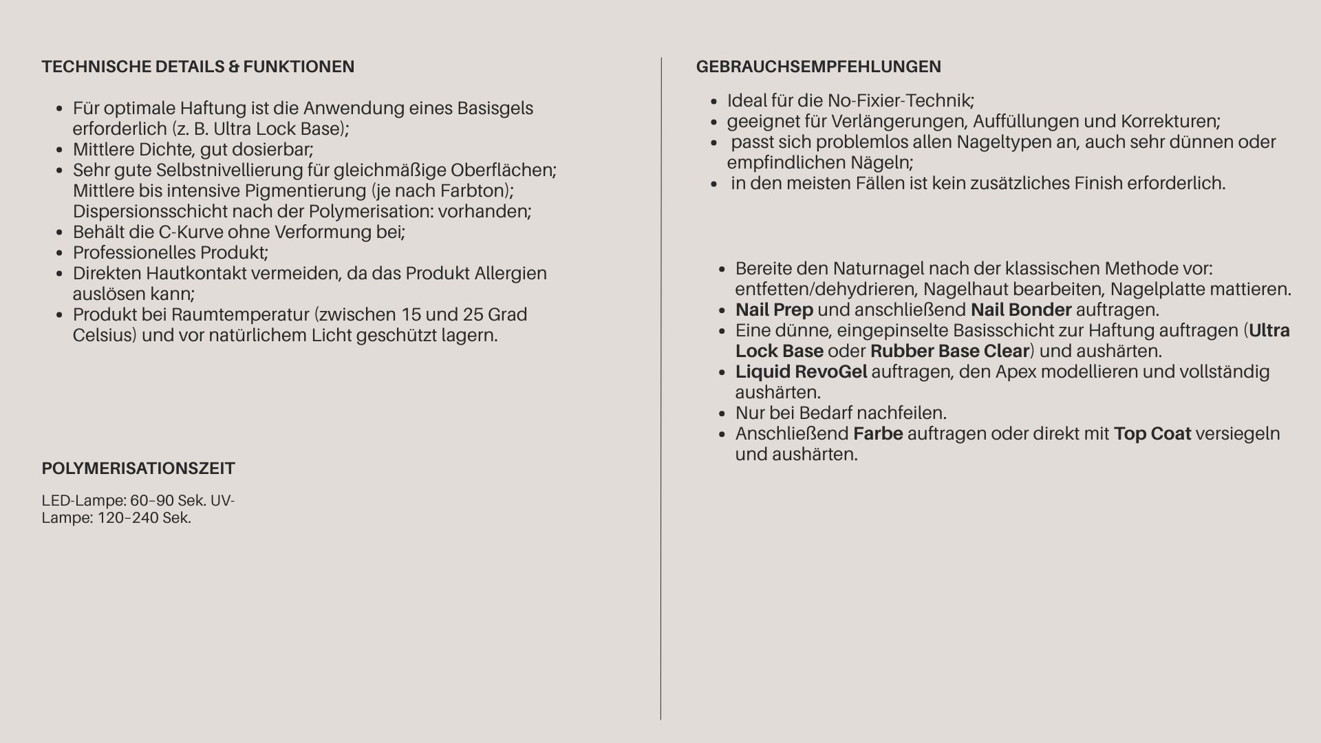 Technische Details und Gebrauchsempfehlungen für Liquid Revo