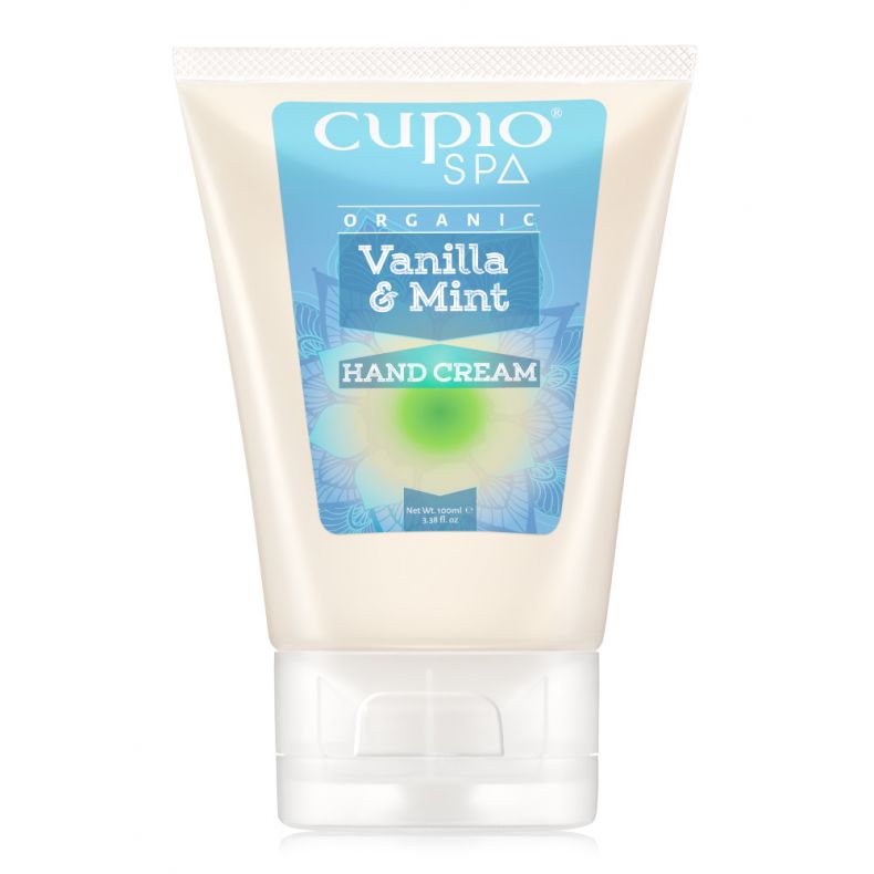 Bio-Handcreme von Cupio Spa mit Vanille- und Minzduft in einer 100ml Tube