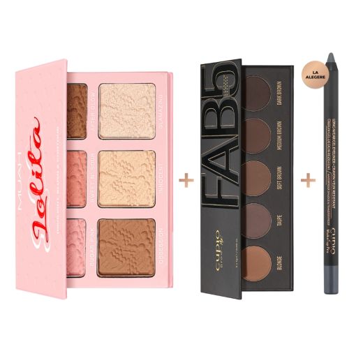 Lidschatten- und Bronzer-Palette von MUA und Cupio mit Kajalstift