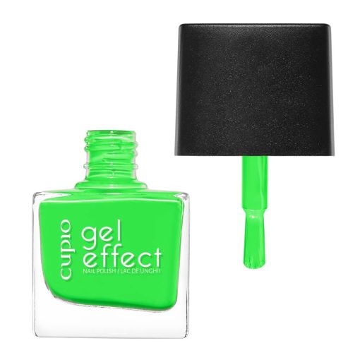 Flasche mit Cupio Gel Effect Nagellack in grün und schwarzem Deckel