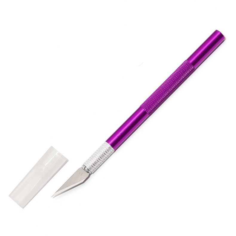 instrument_precizie_nail_art_d Präzisionsmesser in lila mit abnehmbarer Klingenabdeckung