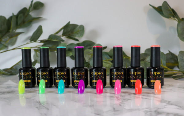 Cupio Rubber Base Neon Collection mit Raspberry Mimosa 15 ml: neonpinke Cover-Base in Flasche, Teil einer Reihe leuchtender Neonfarben für natürliche Nägel