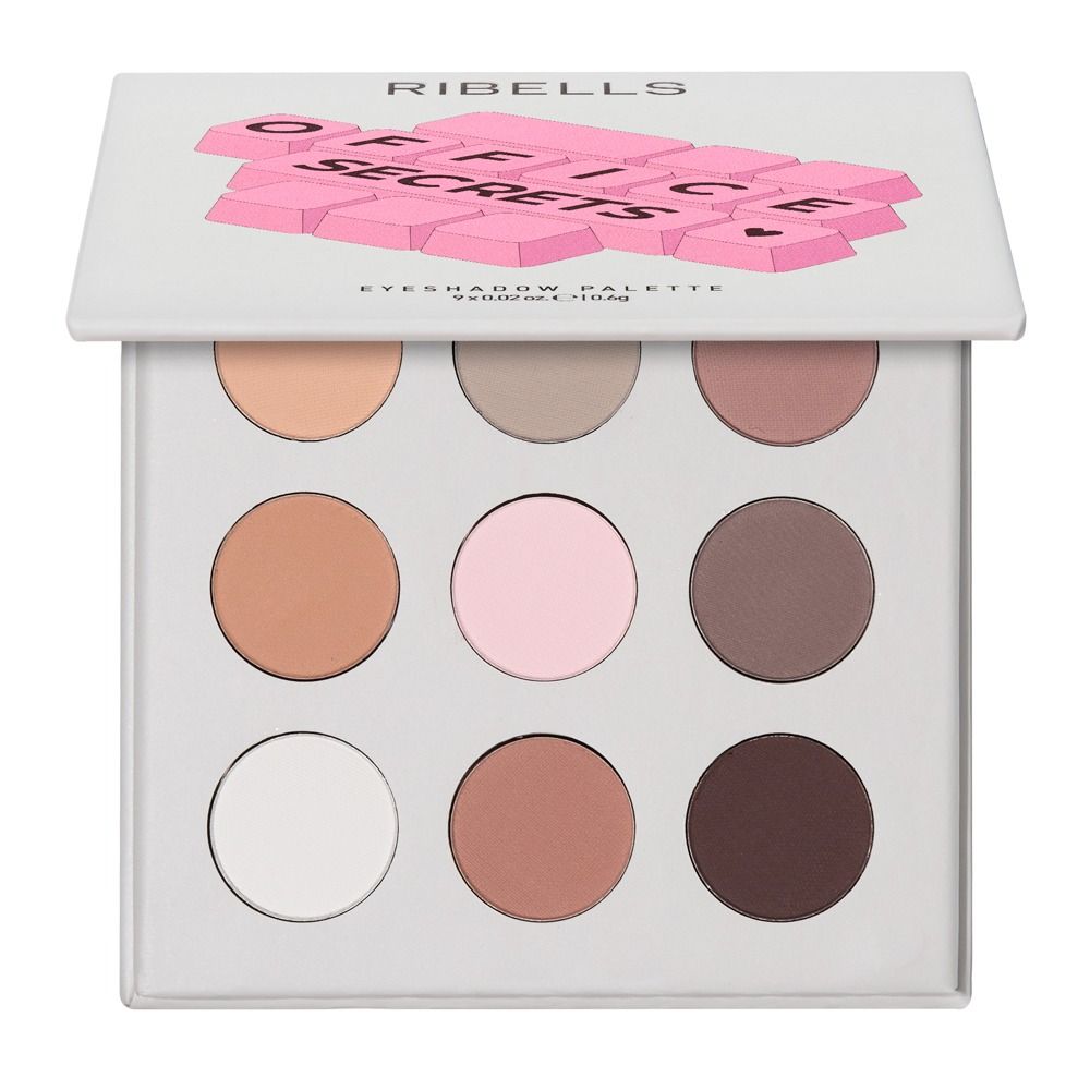 Geöffnete Ribells Cute Secrets Eyeshadow Palette mit 9 matten Lidschatten in Nude, Rosa, Taupe, Weiß und Braun