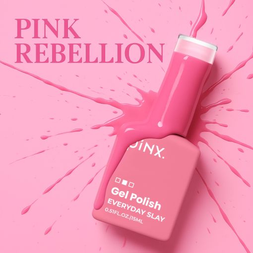 Pink Rebellion Gel Polish mit rosanem Farbton und splatter Effekt