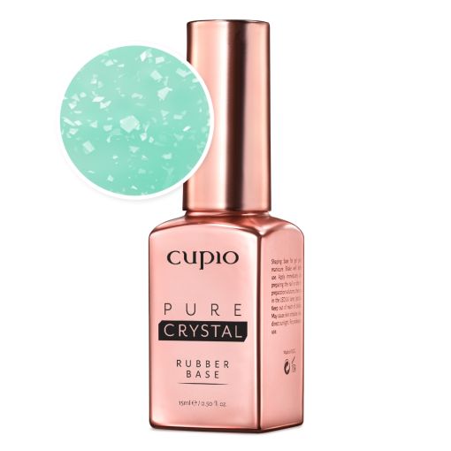 rubber_base_pure_crystal_daydream_c7462 Cupio Pure Crystal Rubber Base in 15ml, mintgrün mit glitzernden Partikeln, für professionelle Nagelmodelage
