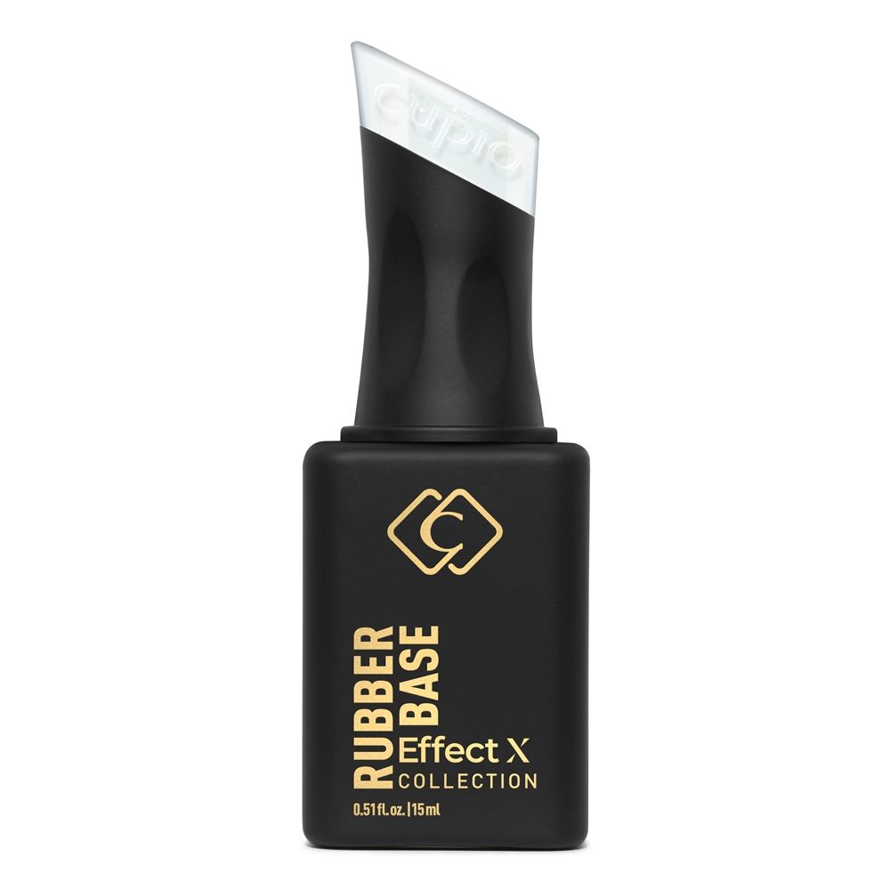 Produktabbildung von Claresa Rubber Base Effect X Collection, UV/LED Base Coat in schwarzer 15-ml-Flasche mit integriertem Pinsel