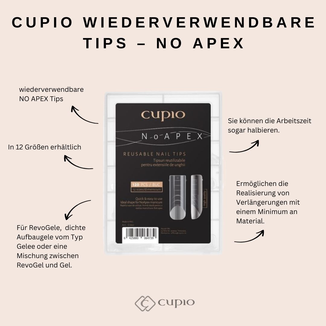 Cupio-wiederverwendbare-Tips-No-Apex Cupio wiederverwendbare Nail Tips, ideal für RevoGel, in einer Packung mit 120 Stück