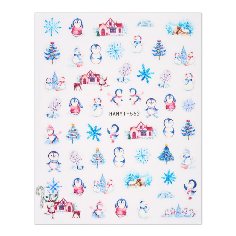 Bogen mit winterlichen Motiven, darunter Pinguine, Schneeflocken und Weihnachtsbäume