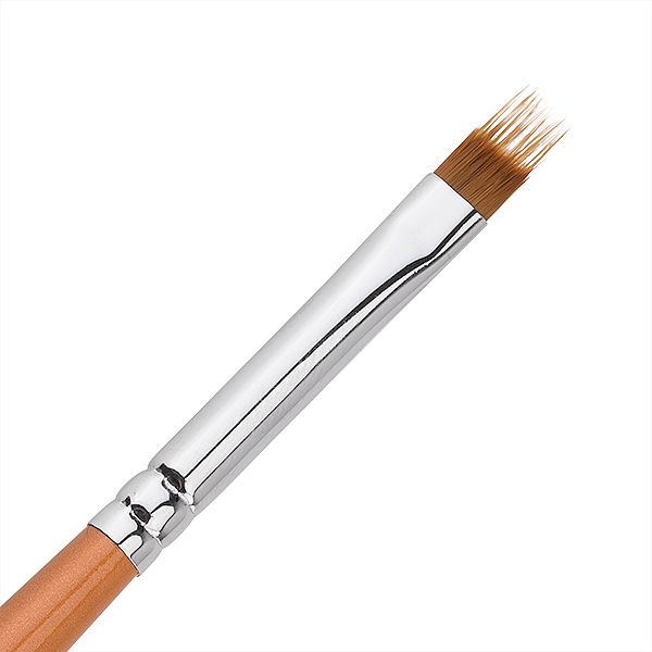 ombre_brush_1_4_a Detailaufnahme eines Präzisionspinsels mit einem stabilen Holzgriff und feinen Borsten