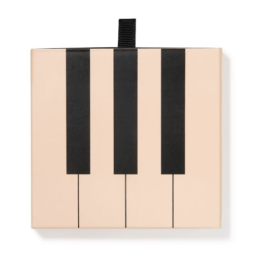 Quadratische Geschenkbox mit Klaviertasten-Motiv