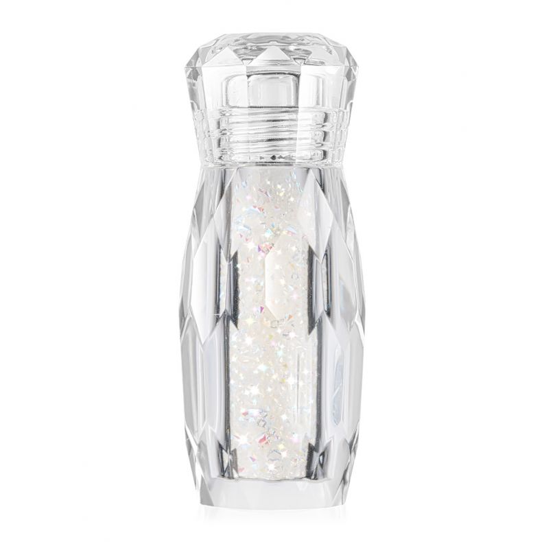 Transparenter Duftflakon mit funkelndem, glitzerndem Fluid