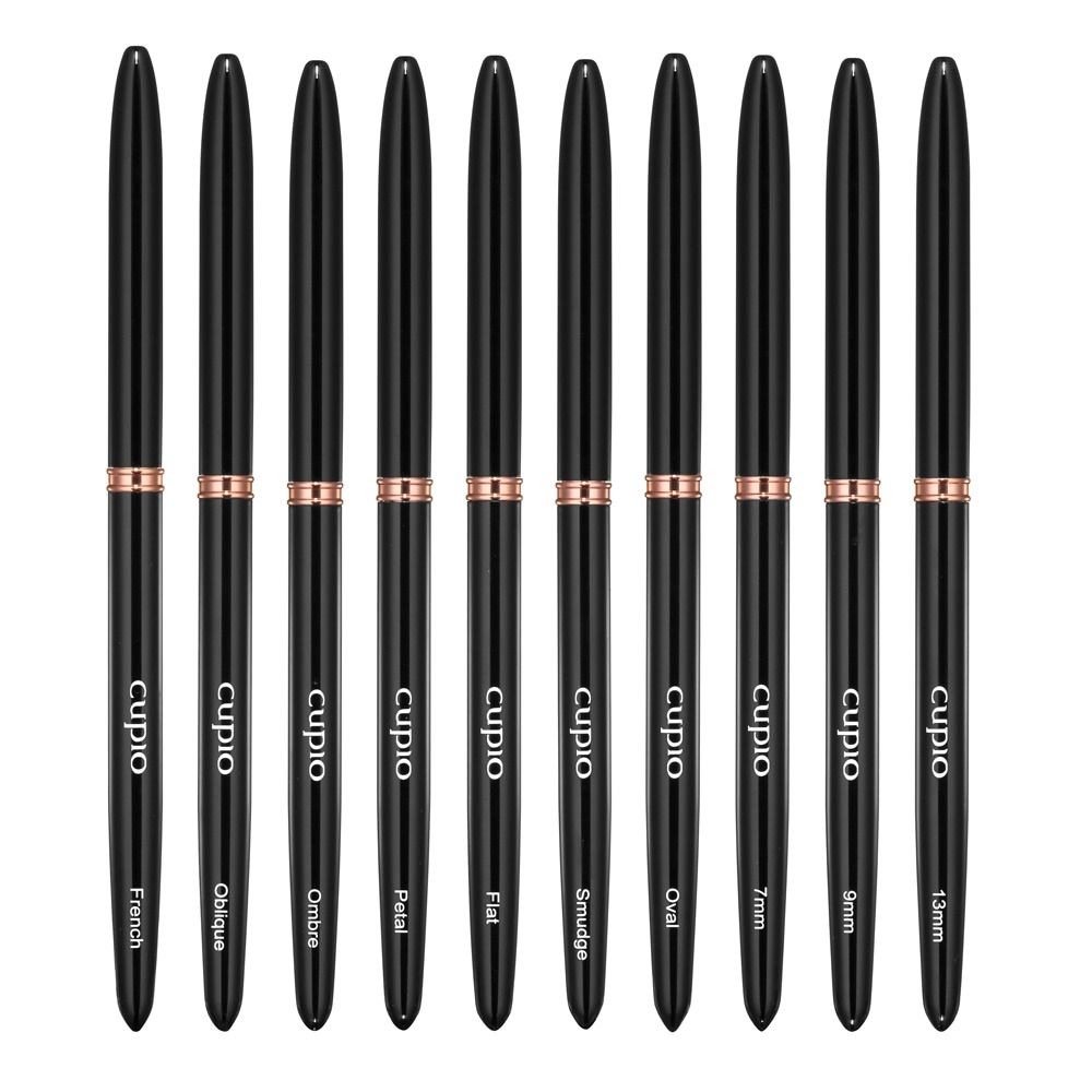 Schwarzes Cupio Nailart-Pinsel Set mit 10 Pinseln