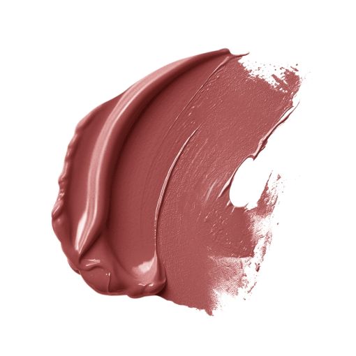 enemies_to_lovers_c8649_b Detailaufnahme eines cremefarbenen Lippenstift Farbstrichs auf weißem Hintergrund