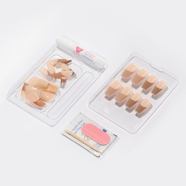 nude_french_b Set mit künstlichen Fingernägeln, Nagelkleber und Feile
