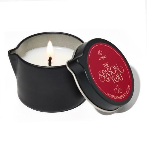 Schwarze Cupio Duftkerze The Season of You, brennend