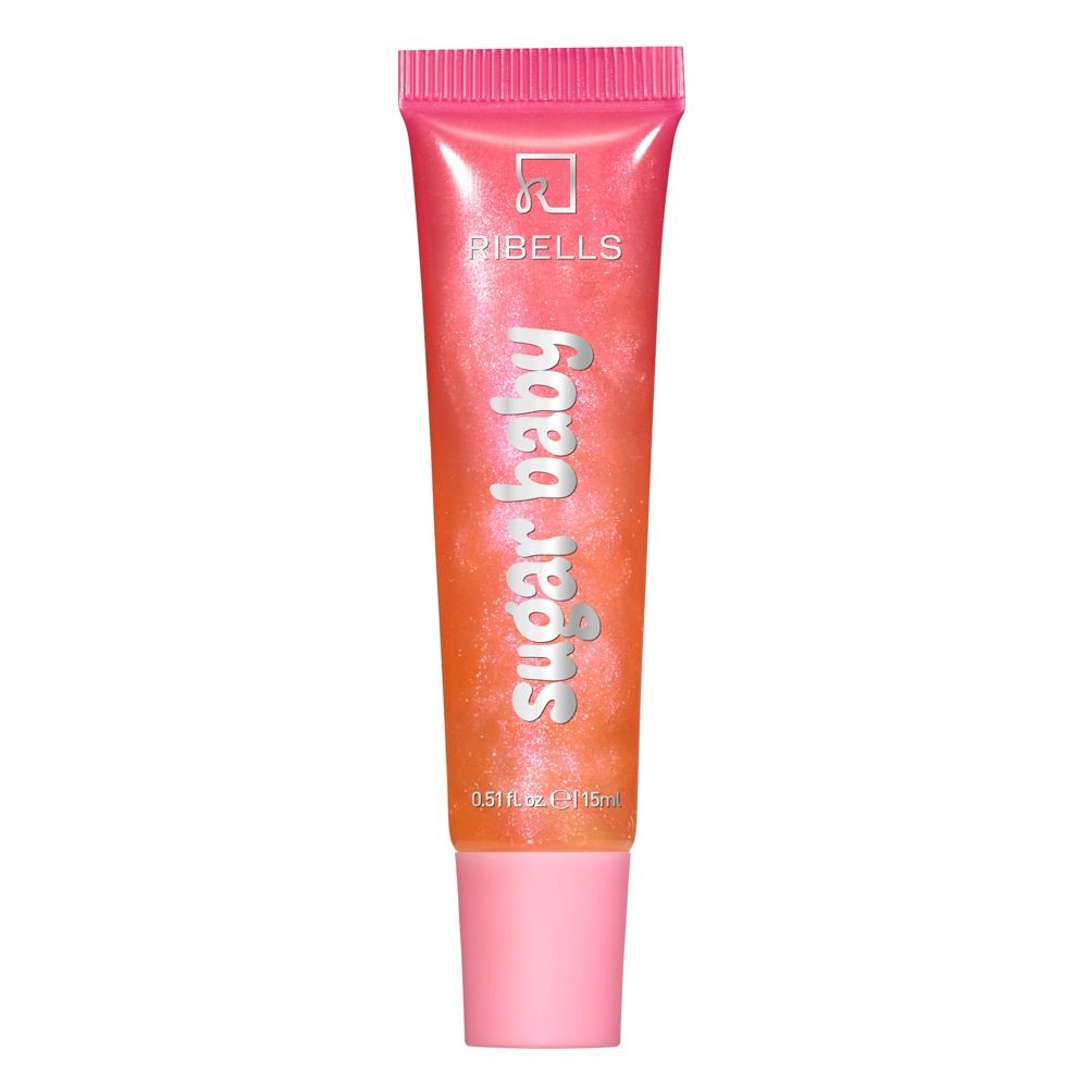 RIBELLS Sugar Baby Lipgloss in pink-orangefarbener Tube mit Schimmer-Effekt, 15 ml Inhalt