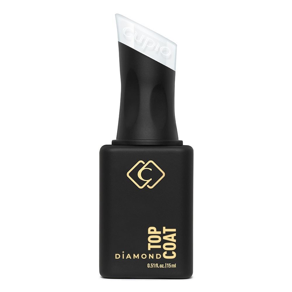 Cupio Diamond Top Coat in schwarzer Flasche, 15ml Inhalt, ideal für langanhaltenden Glanz