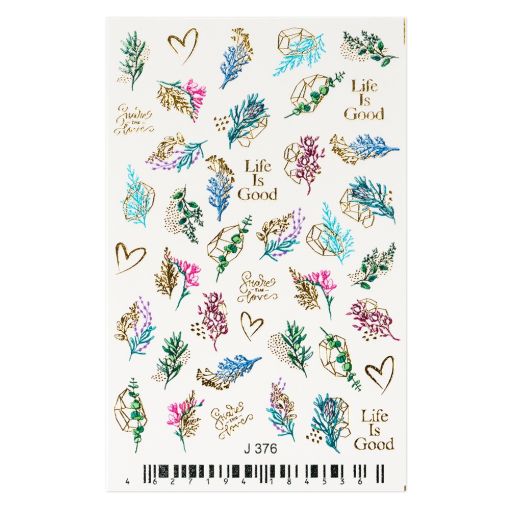 Farbenfrohe Sticker mit verschiedenen Pflanzen und dem Spruch 'Life Is Good'