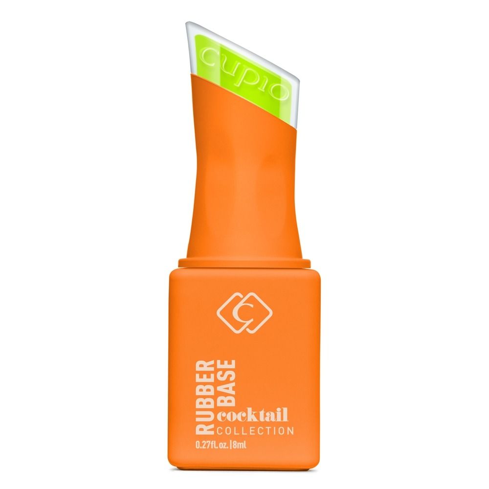 Orangefarbene Flasche der Rubber Base Cocktail Collection Lemon Drop 8 ml, hochpigmentierte Neon-Rubber-Base für flexible, haltbare Maniküre und Pediküre.