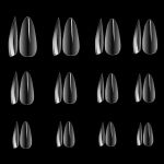 full_nail_almond_b Kollektion von verschiedenen Nagelmodellen in schwarz und weiß für verschiedene Manikürestile