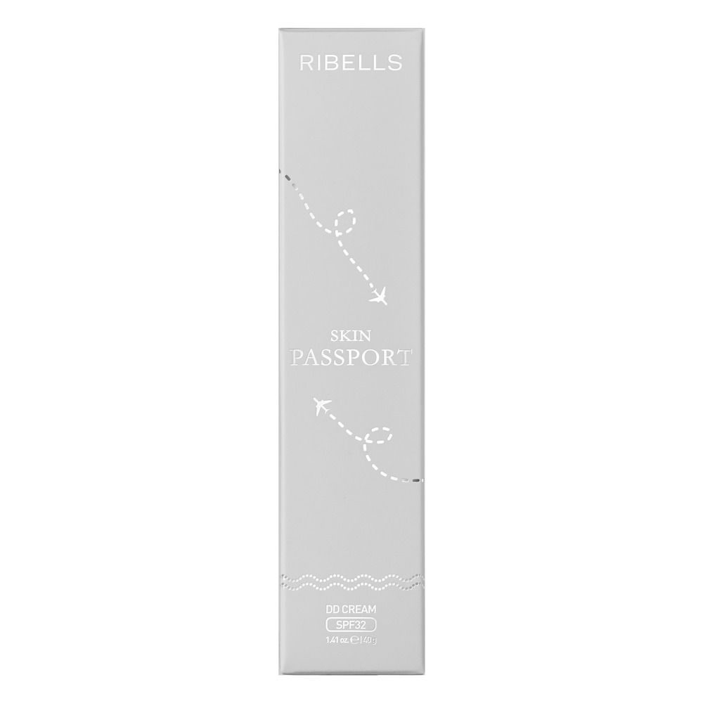 RIBELLS Skin Passport DD Cream SPF32 in grauer Verpackung mit Flugzeuggrafik, schützende Tagescreme für das Gesicht