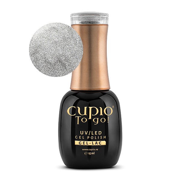 to_go_holo_s_silver_star Flasche mit Cupio To Go! UV/LED Gel Polish in glänzendem Silber, 15 ml.