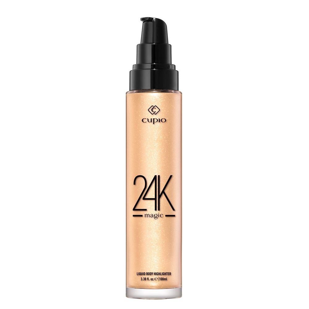 Flasche mit Cupio 24K Magic Liquid Body Highlighter, 100 ml, goldene Farbe
